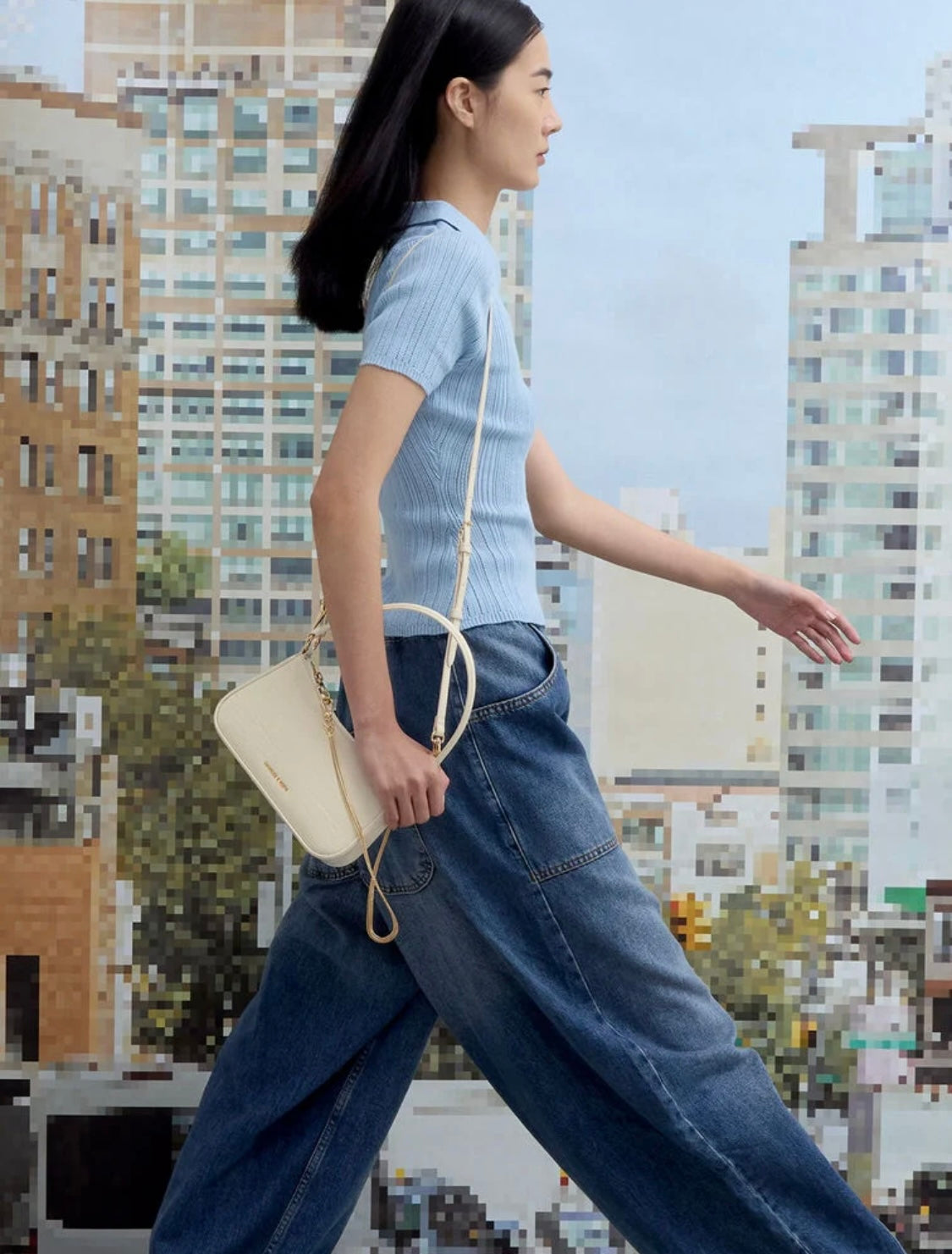 Elspeth Croc-Effect Chain-Link Shoulder Bag