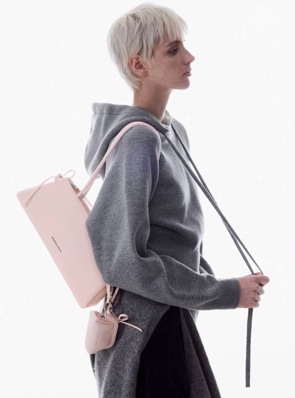 Hazel Bow Elongated Trapeze Shoulder Bag