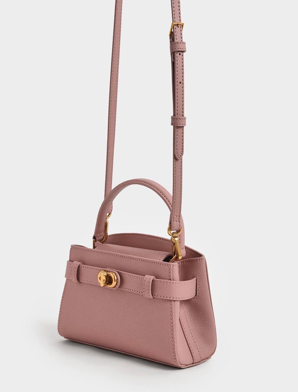 Aubrielle Metallic-Buckle Top Handle Bag