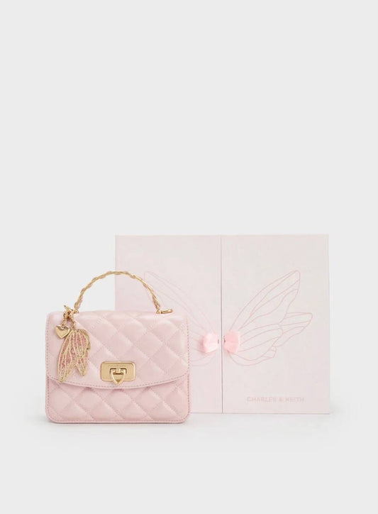 Cressida Quilted Top Handle Bag With Bag Charms (With Box)