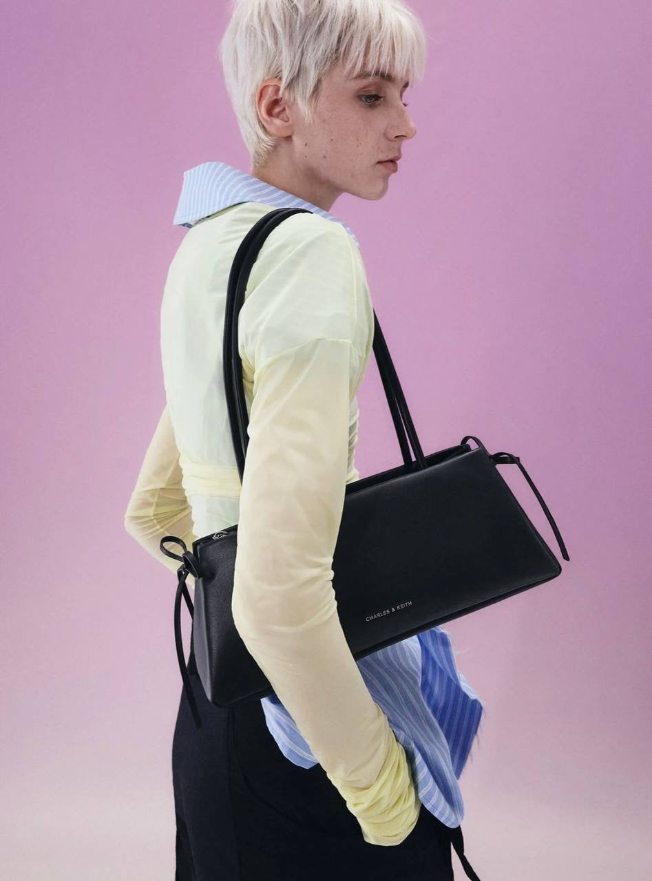 Hazel Bow Elongated Trapeze Shoulder Bag