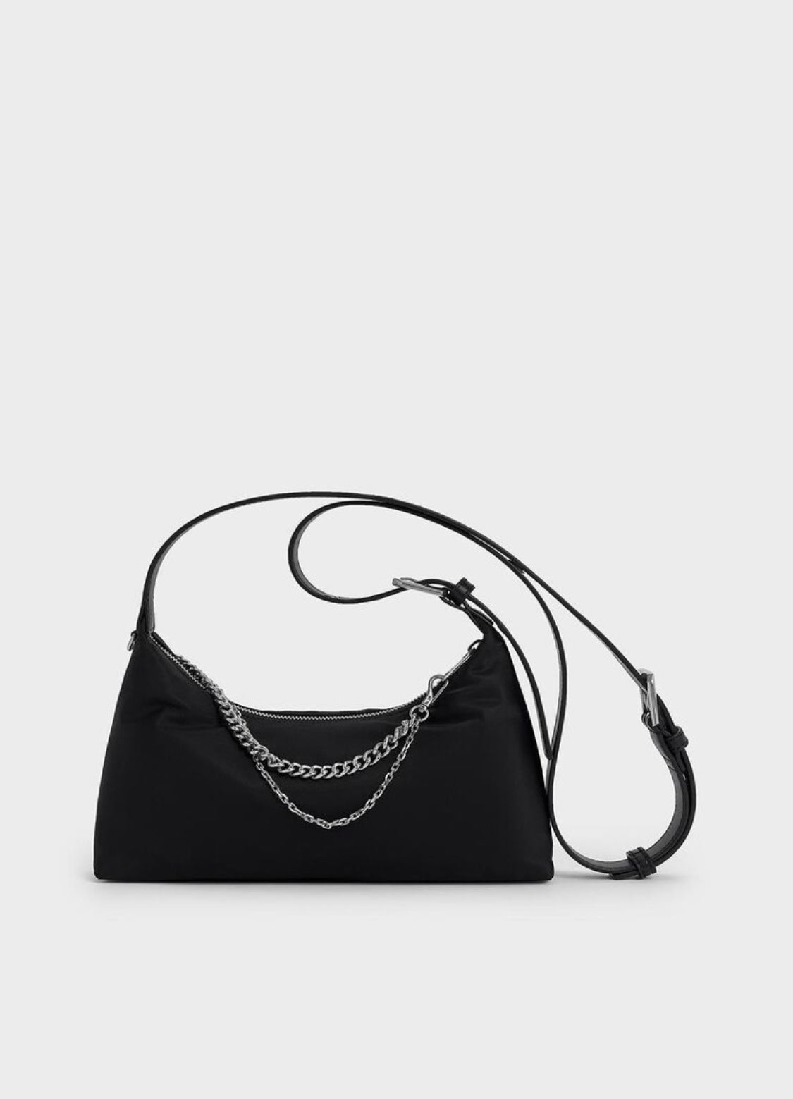Nylon Chain-Link Trapeze Shoulder Bag