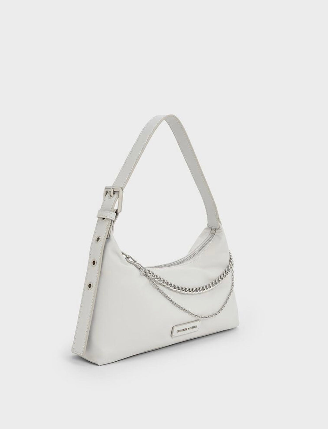 Nylon Chain-Link Trapeze Shoulder Bag