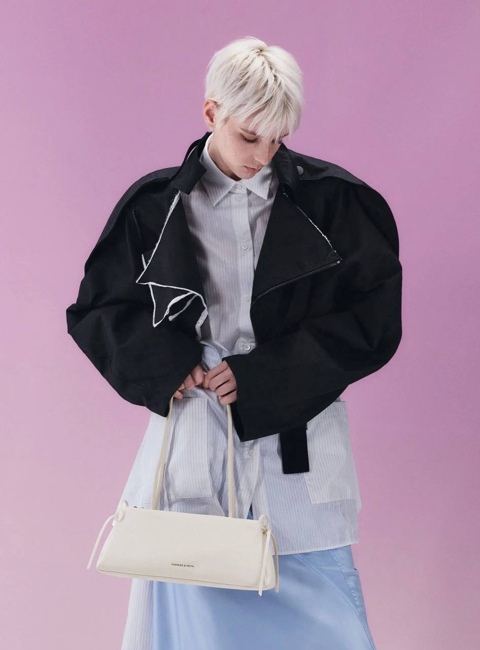 Hazel Bow Elongated Trapeze Shoulder Bag