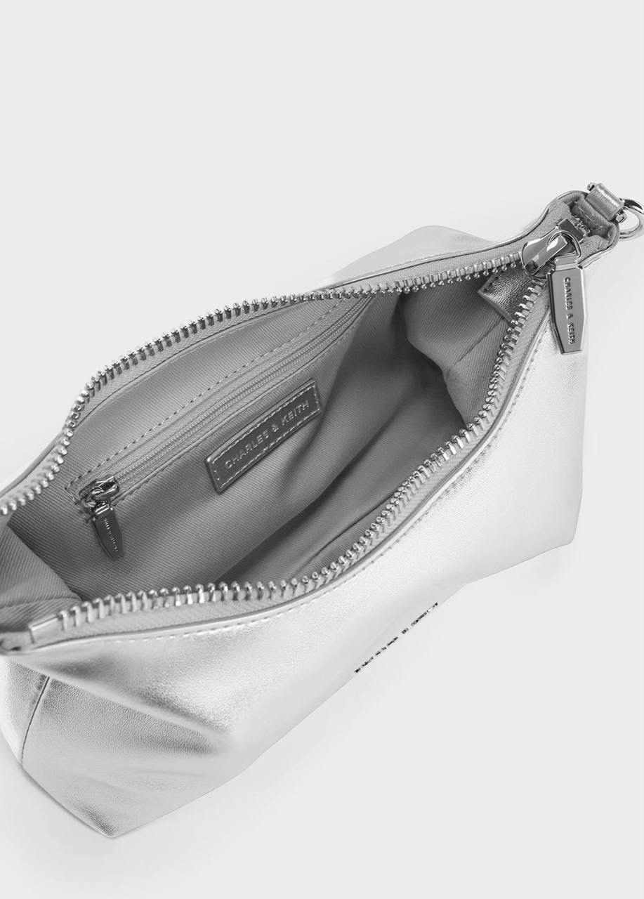 Metallic Crystal-Embellished Chain-Handle Two-Way Bag