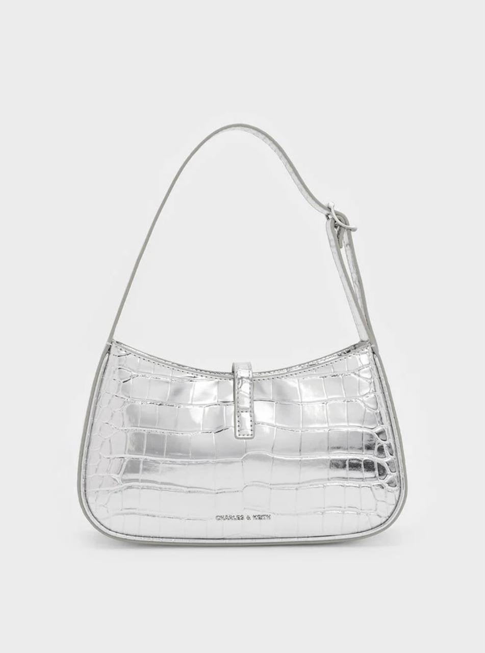 Cesia Croc-Effect Metallic-Accent Shoulder