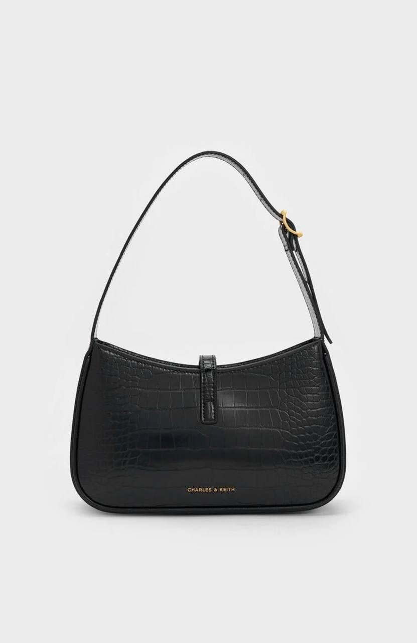 Cesia Croc-Effect Metallic-Accent Shoulder