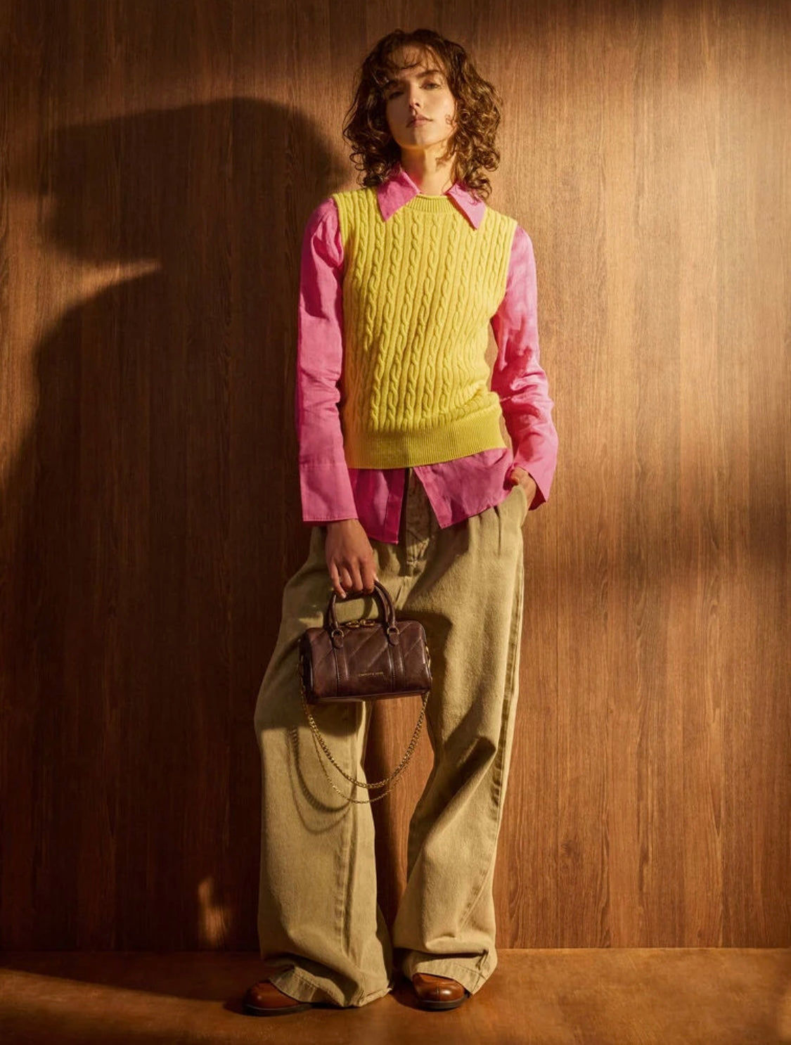 Philomena Panelled Chain-Handle Bowling Bag