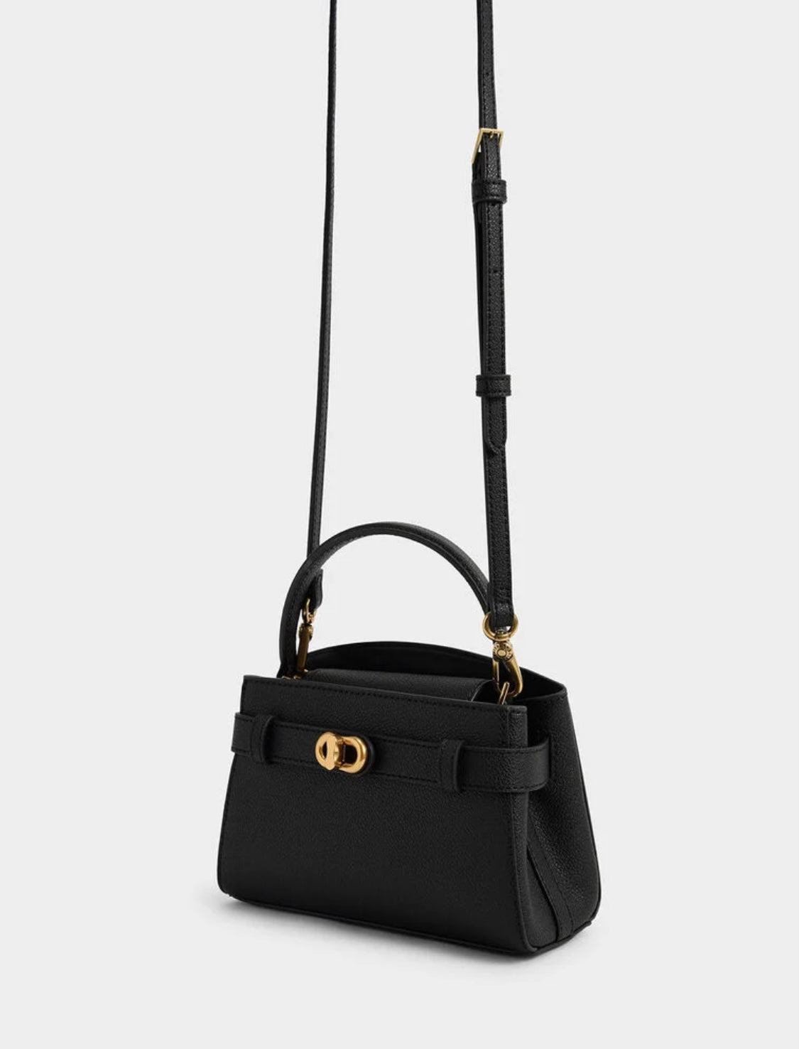 Aubrielle Metallic-Buckle Top Handle Bag