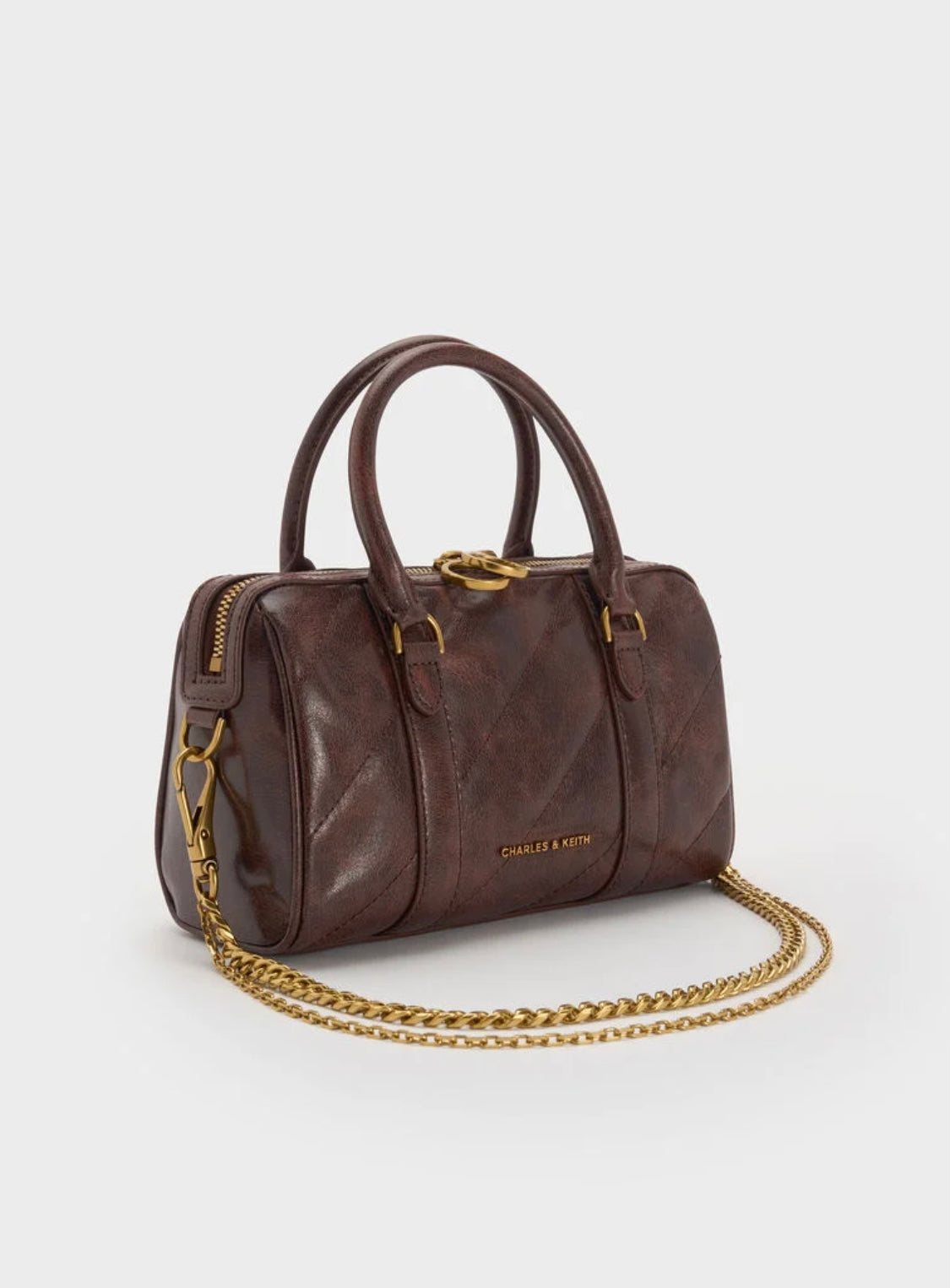 Philomena Panelled Chain-Handle Bowling Bag