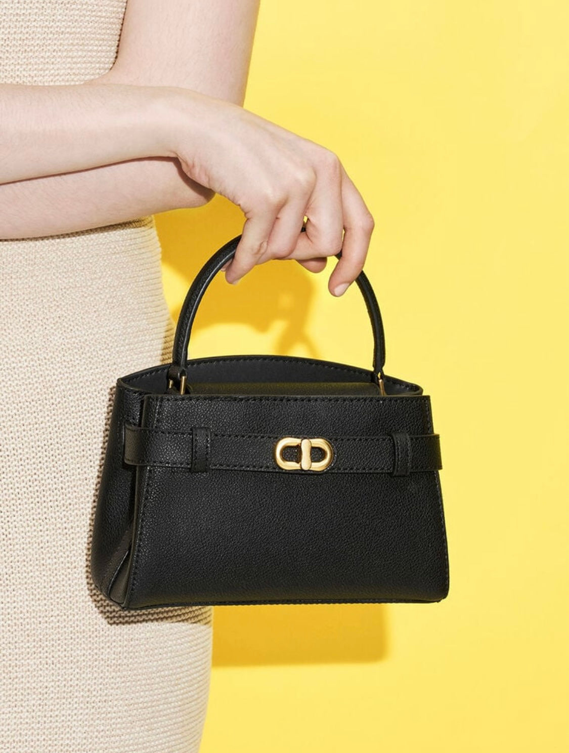 Aubrielle Metallic-Buckle Top Handle Bag