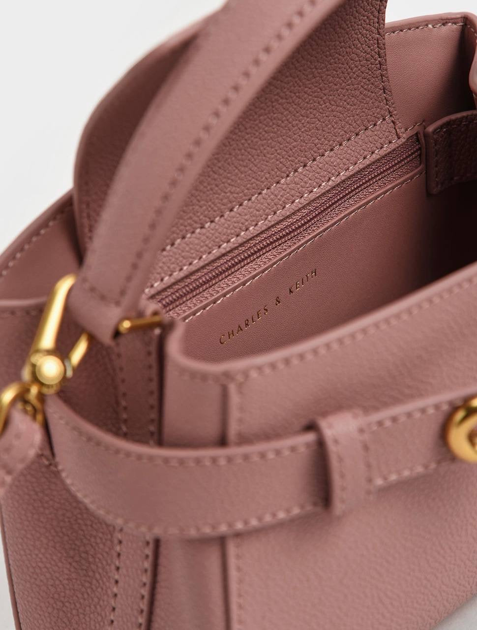Aubrielle Metallic-Buckle Top Handle Bag