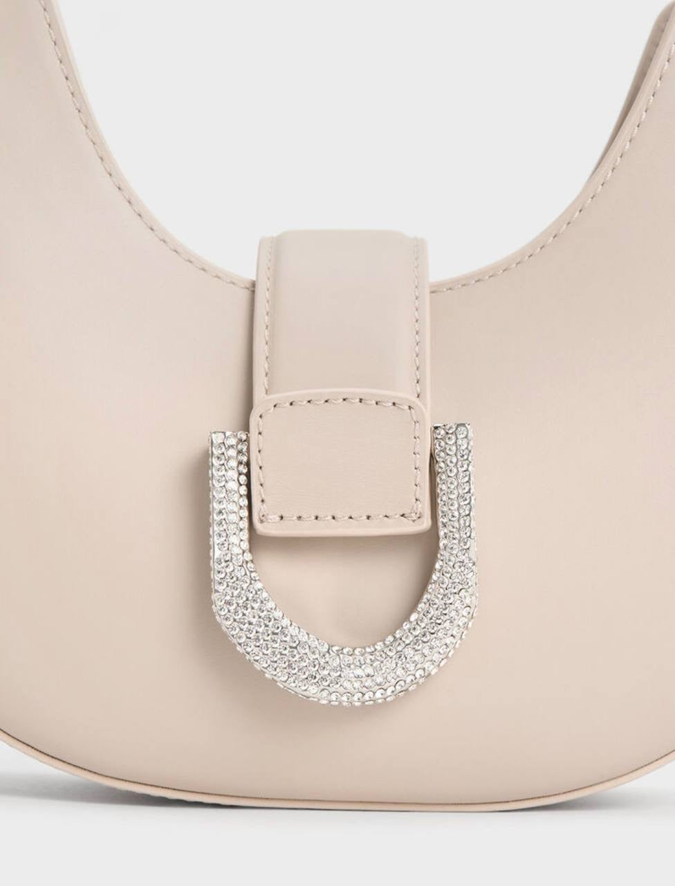 Gabine Leather Crystal-Embellished Hobo Bag