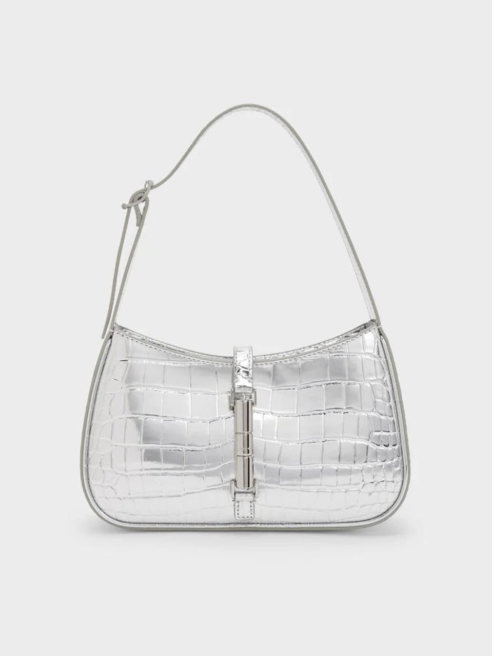 Cesia Croc-Effect Metallic-Accent Shoulder