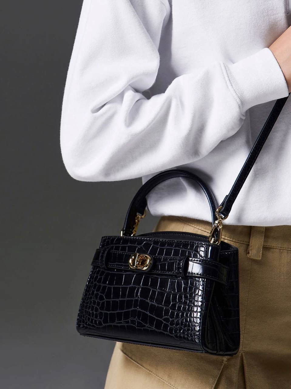 Aubrielle Croc-Effect Top Handle Bag