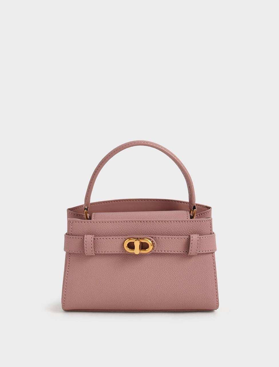 Aubrielle Metallic-Buckle Top Handle Bag