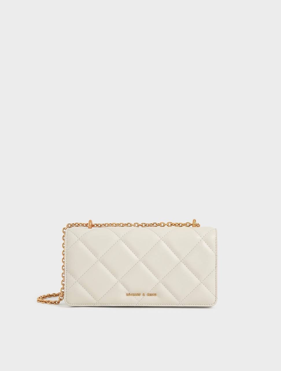 Chain Handle Quilted Long Wallet