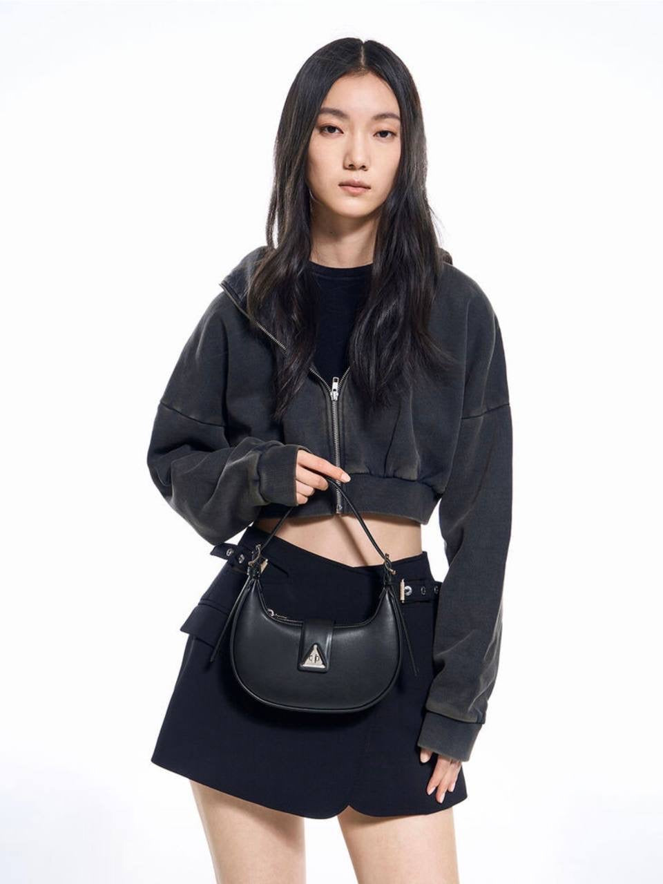 Trice Metallic Accent Belted Shoulder Bag
