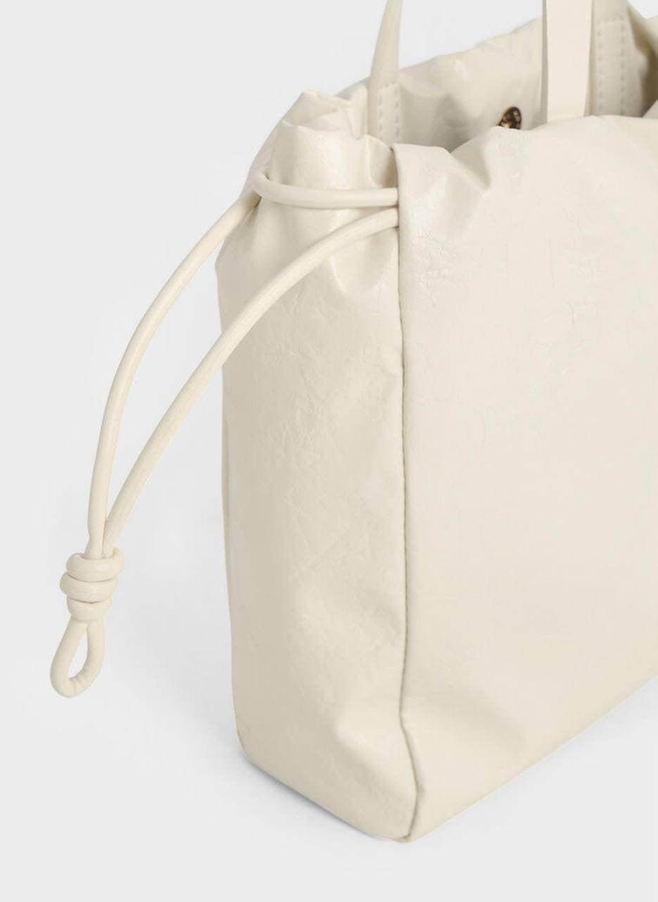 Mini Bethel Crinkle-Effect Ruched Drawstring Tote Bag