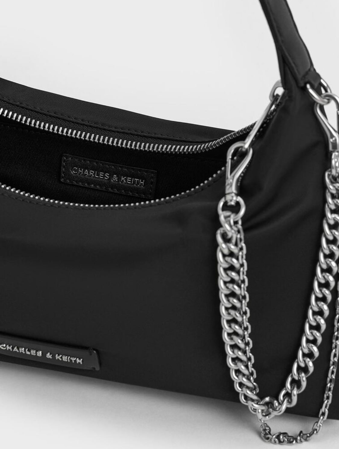 Nylon Chain-Link Trapeze Shoulder Bag