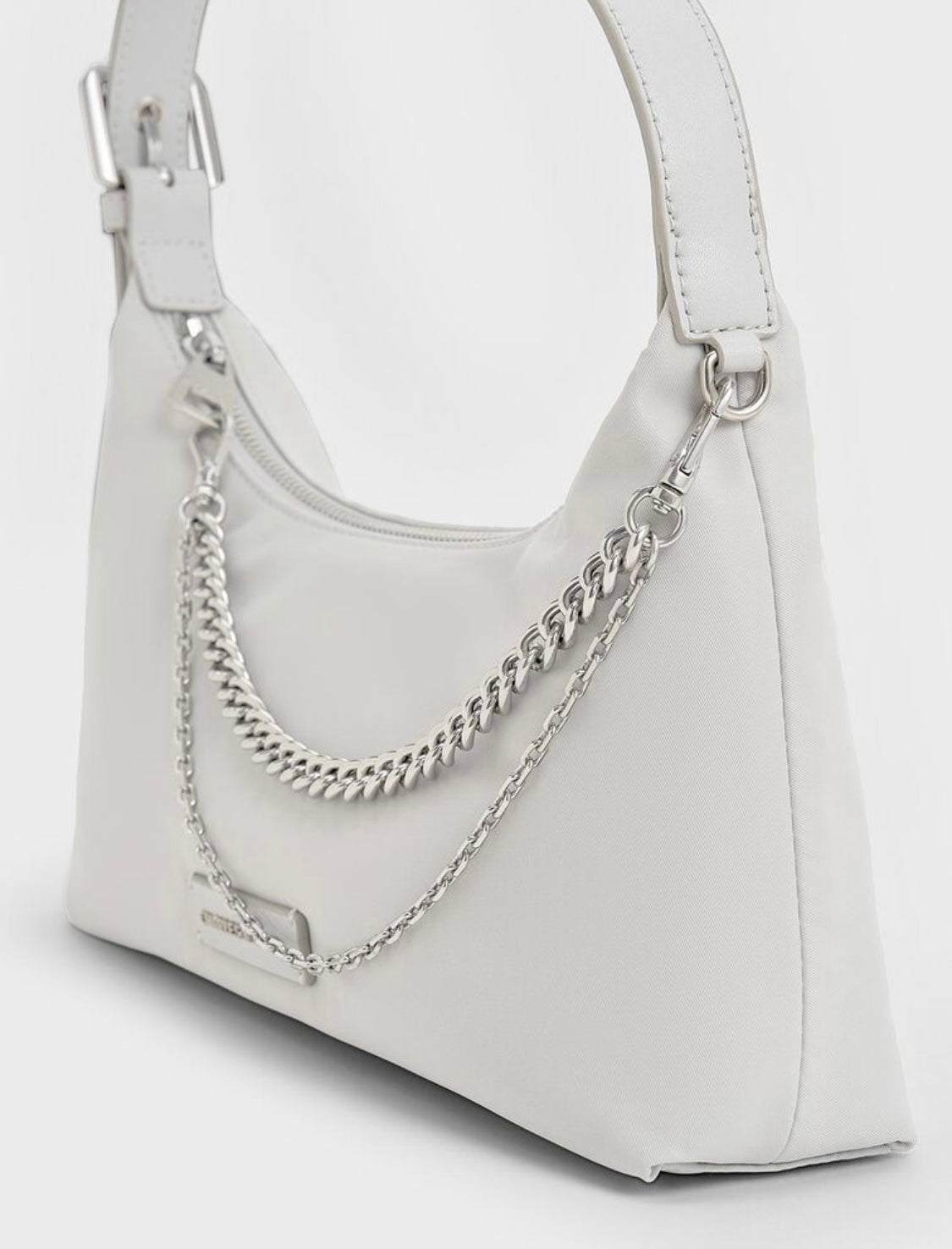 Nylon Chain-Link Trapeze Shoulder Bag