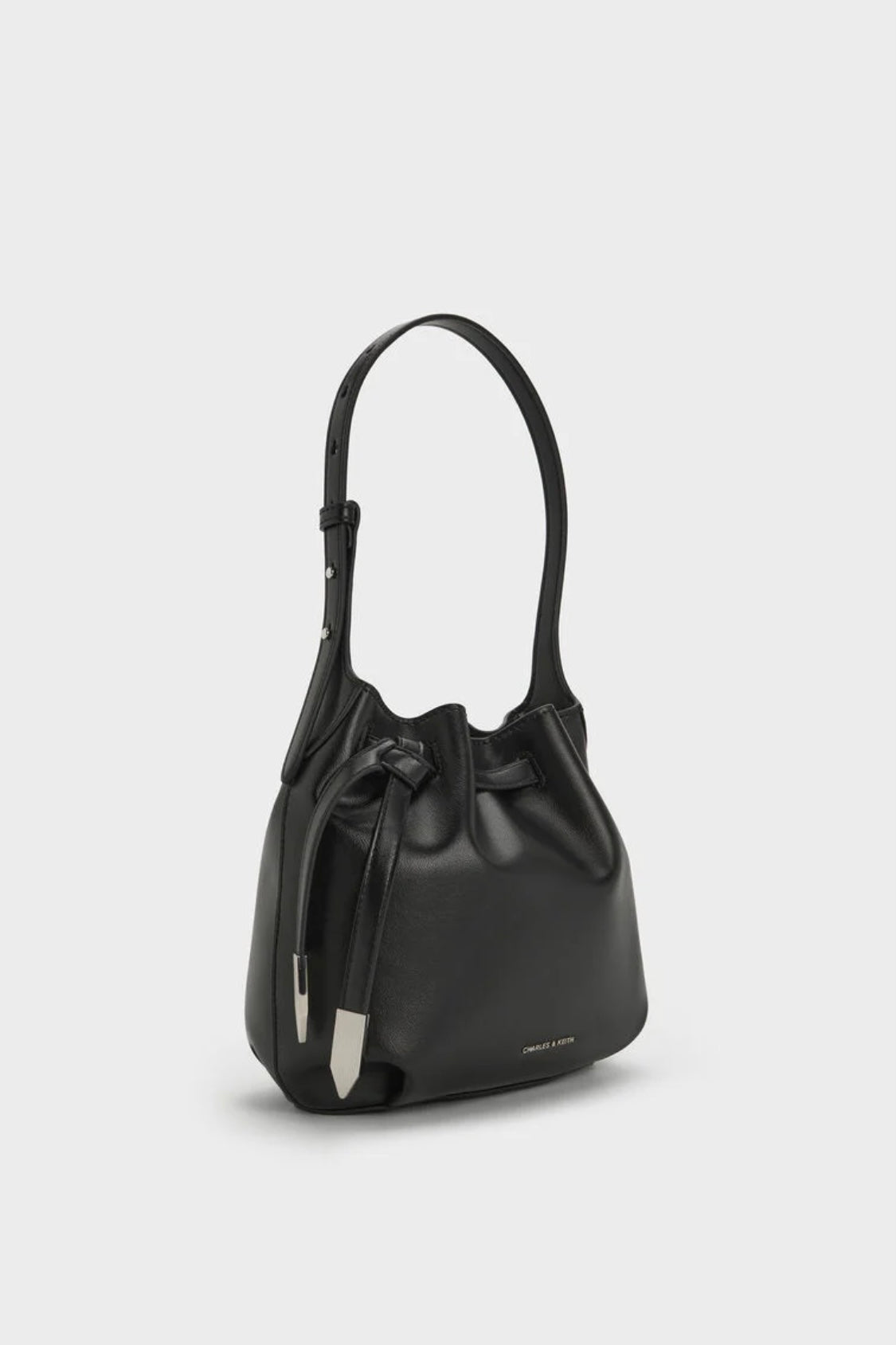 Clementine Metallic-Accent Drawstring Bucket Bag