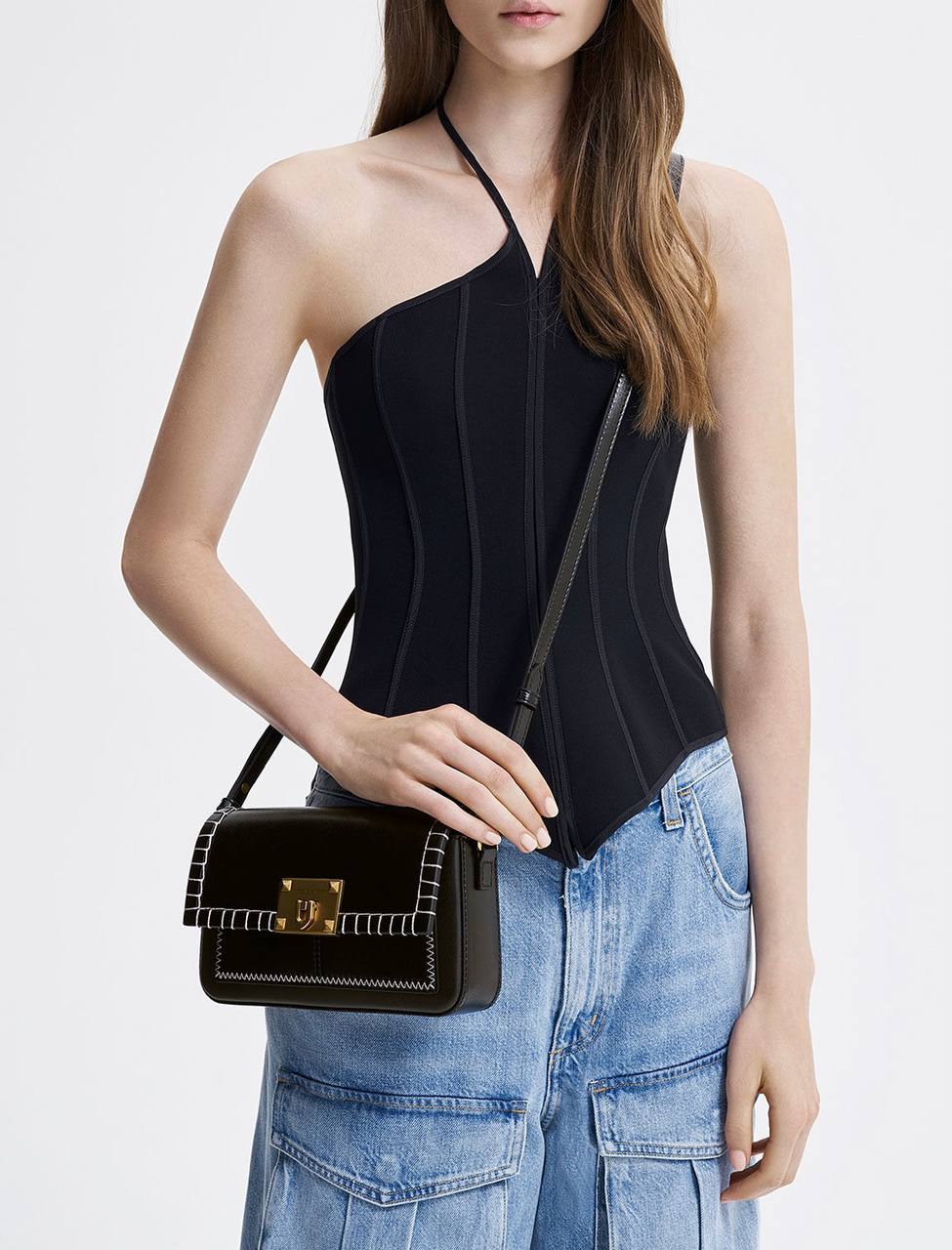 Circe Stitch-Trim Top Handle Bag