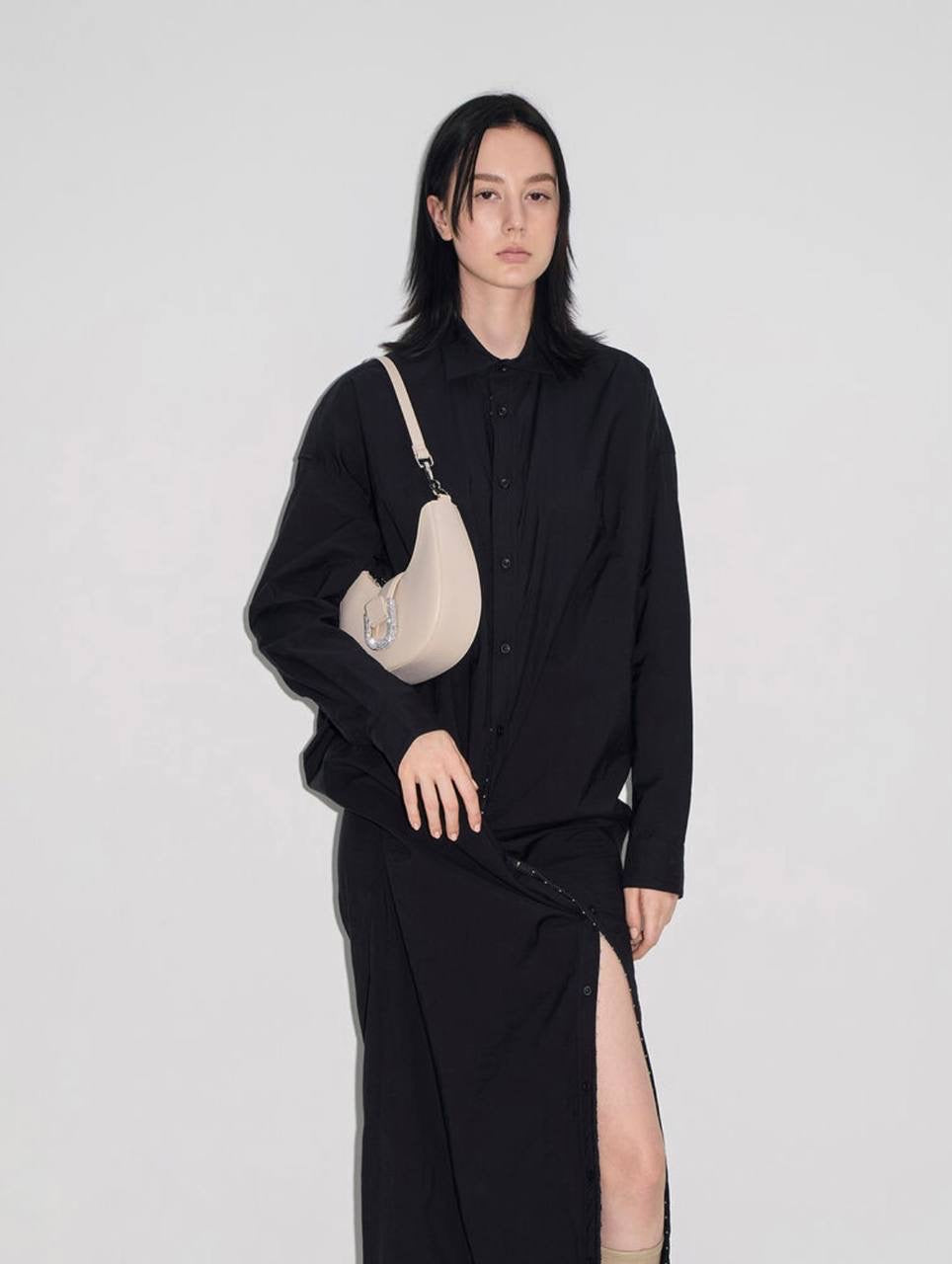 Gabine Leather Crystal-Embellished Hobo Bag