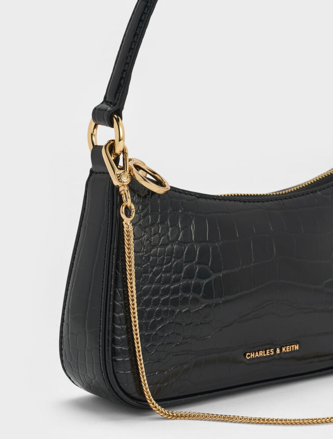 Elspeth Croc-Effect Chain-Link Shoulder Bag