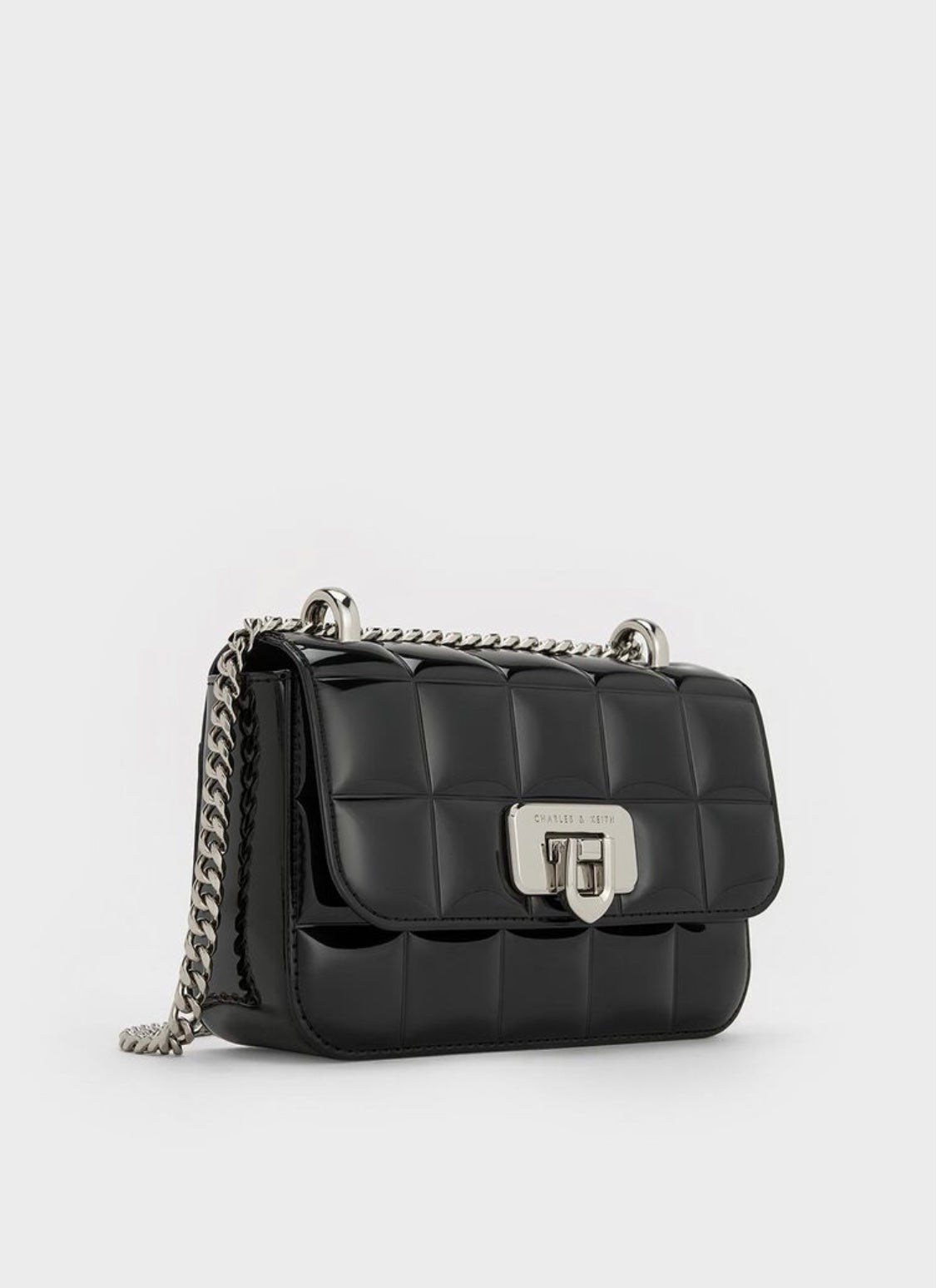 Metallic Square-Quilted Chain-Handle Bag