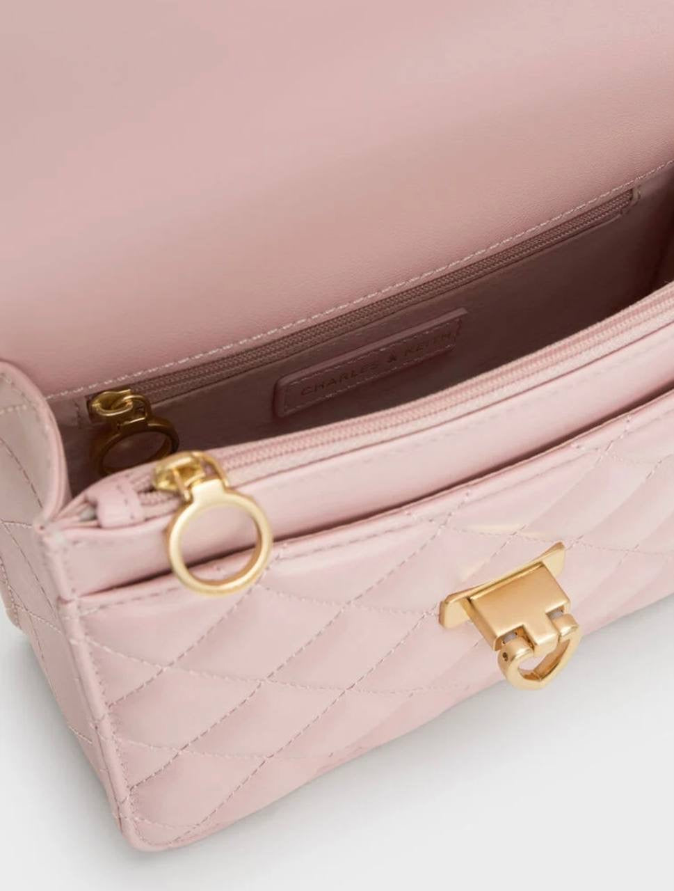 Cressida Quilted Top Handle Bag With Bag Charms (With Box)