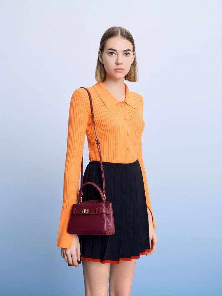 Aubrielle Metallic-Buckle Top Handle Bag