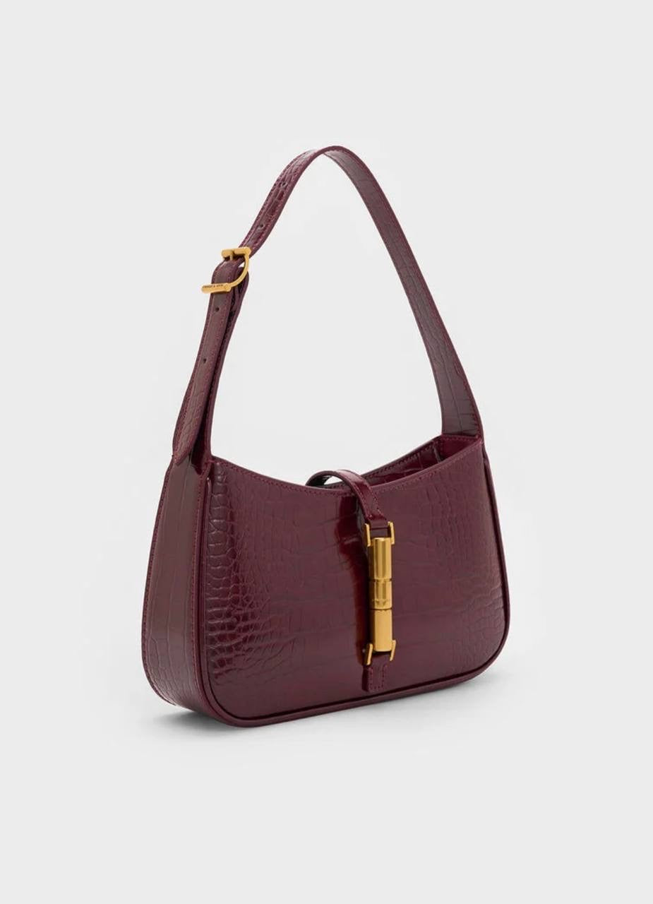 Cesia Croc-Effect Metallic-Accent Shoulder