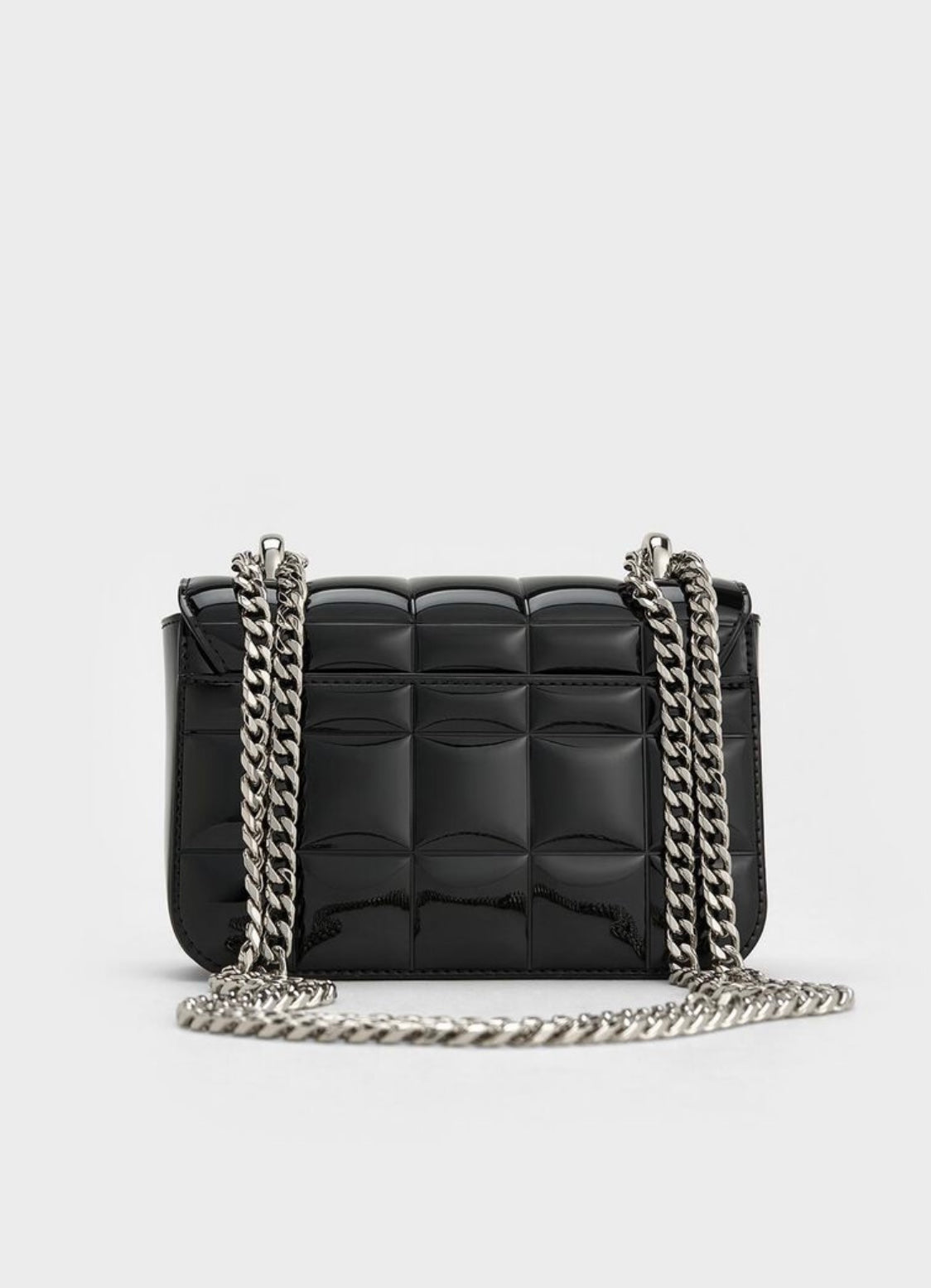 Metallic Square-Quilted Chain-Handle Bag