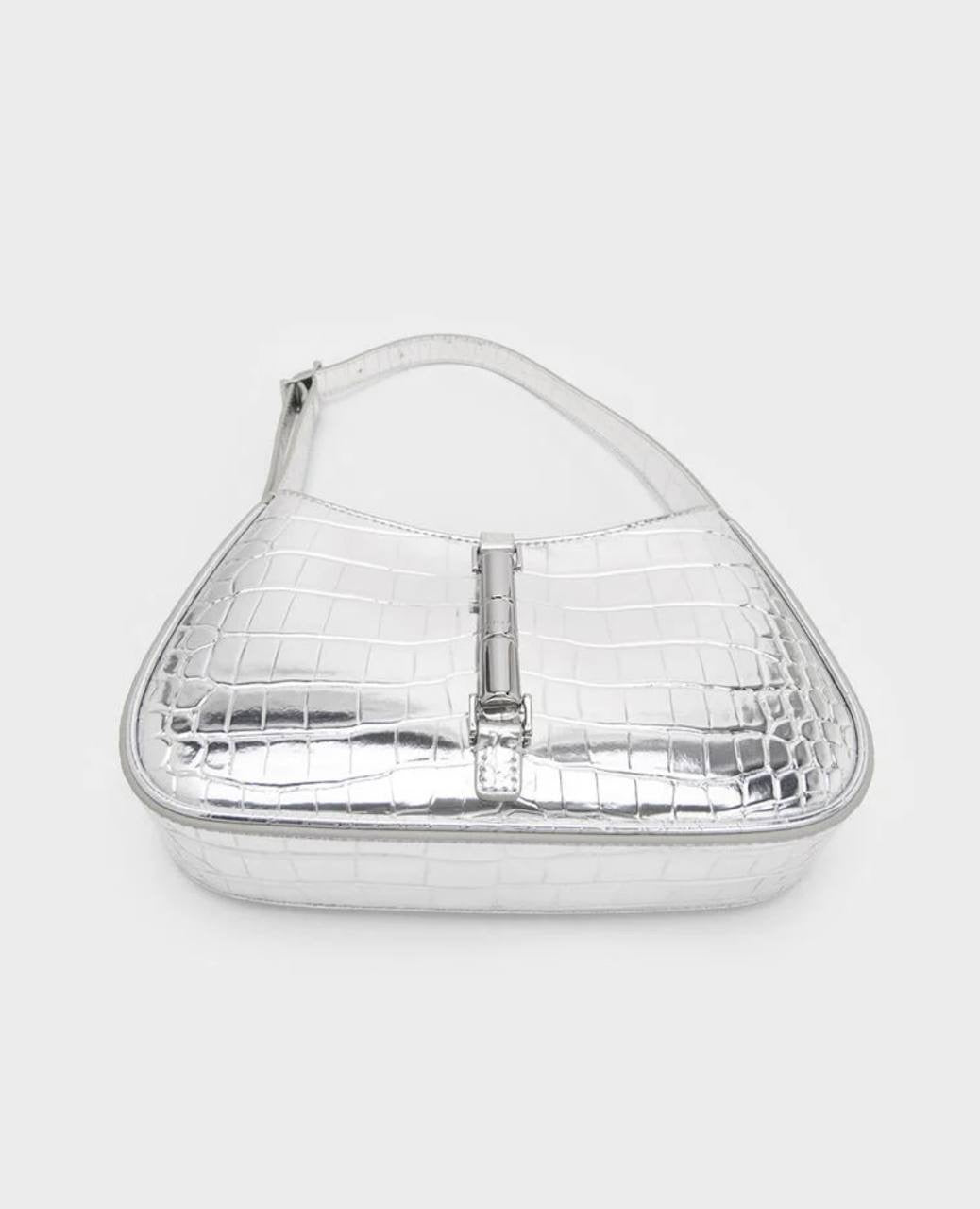 Cesia Croc-Effect Metallic-Accent Shoulder