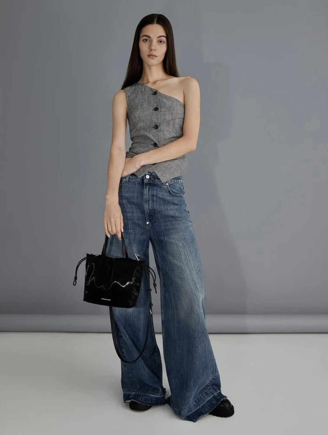 Mini Bethel Crinkle-Effect Ruched Drawstring Tote Bag