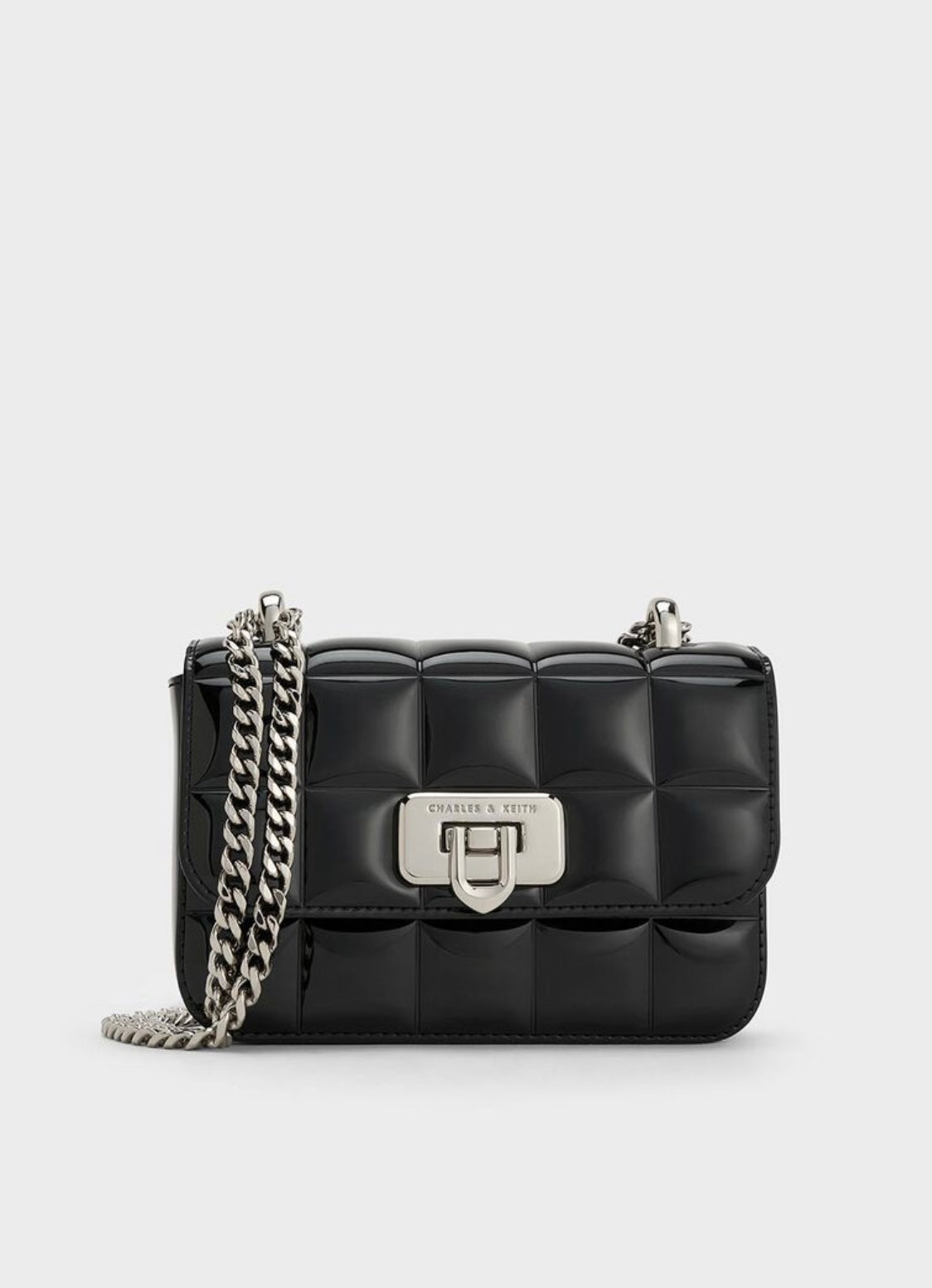 Metallic Square-Quilted Chain-Handle Bag