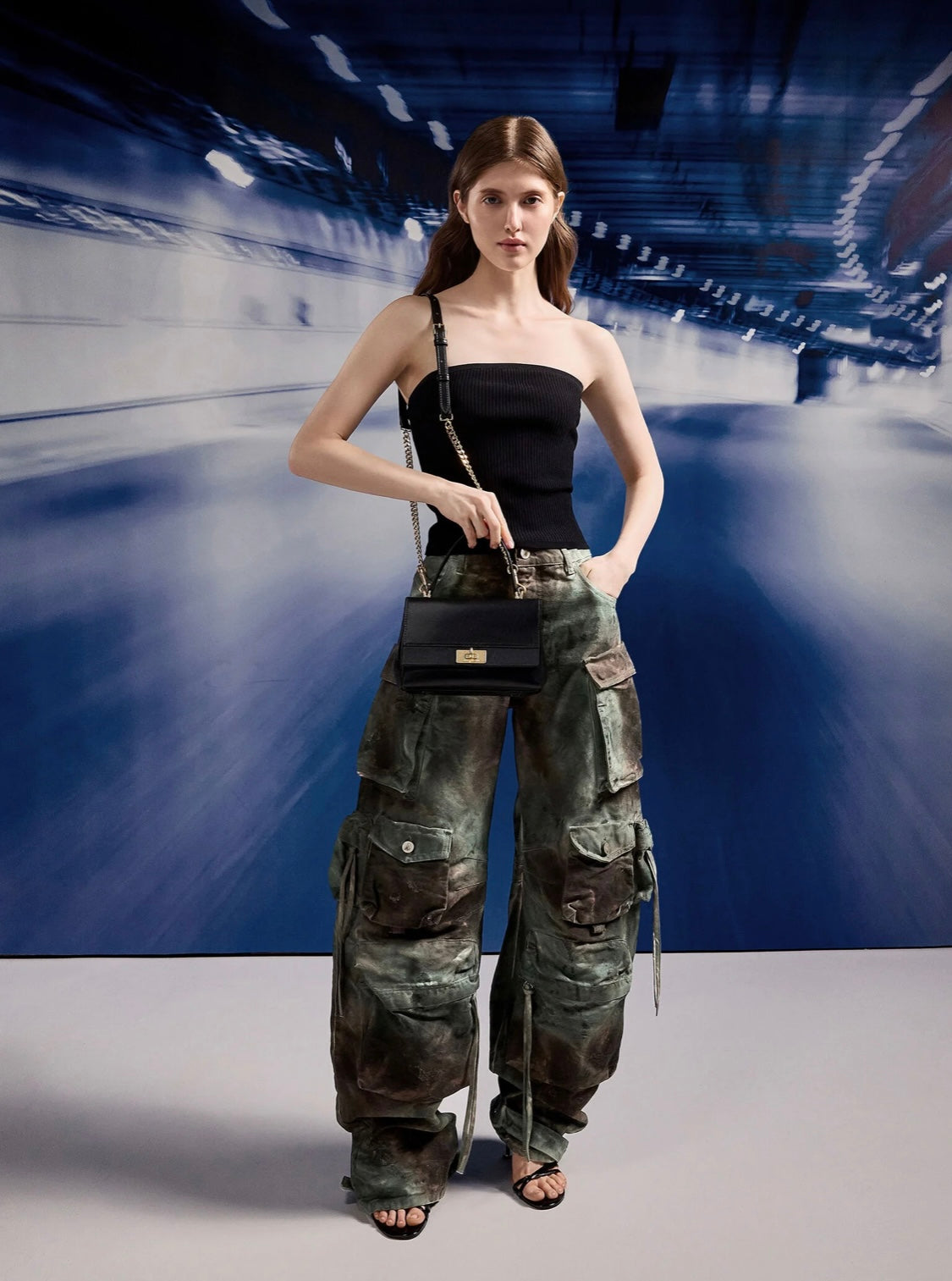 Lennie Chain-Strap Top Handle Bag