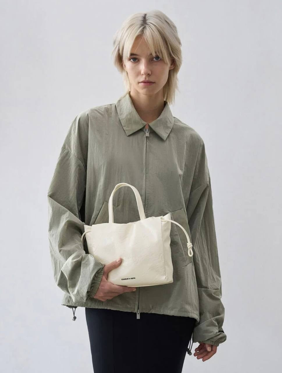 Mini Bethel Crinkle-Effect Ruched Drawstring Tote Bag
