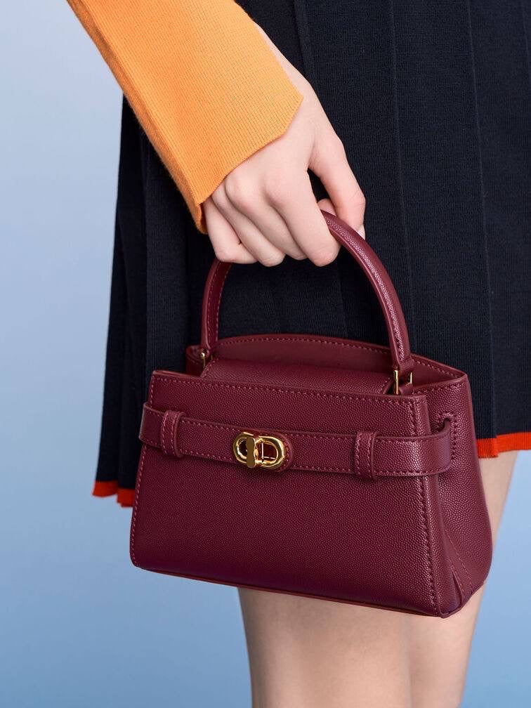 Aubrielle Metallic-Buckle Top Handle Bag