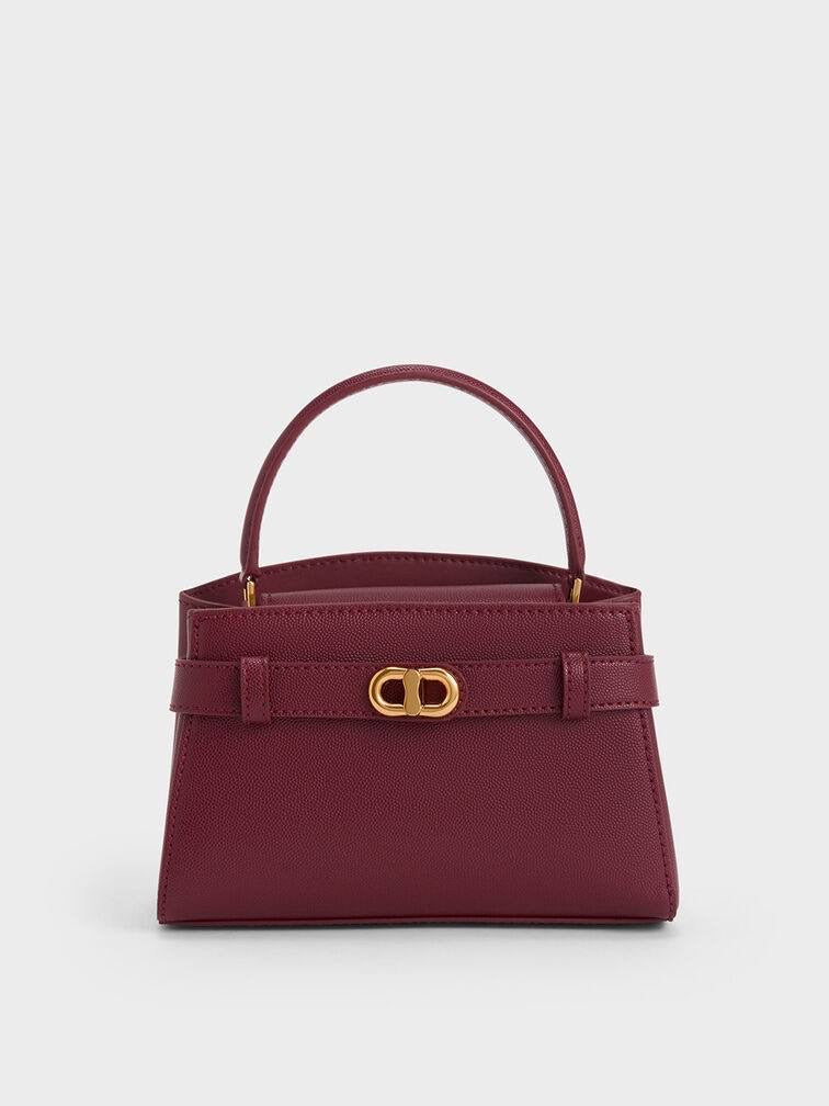 Aubrielle Metallic-Buckle Top Handle Bag