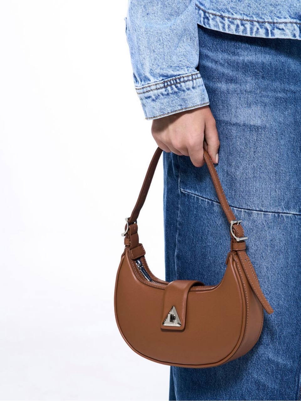 Trice Metallic Accent Belted Shoulder Bag