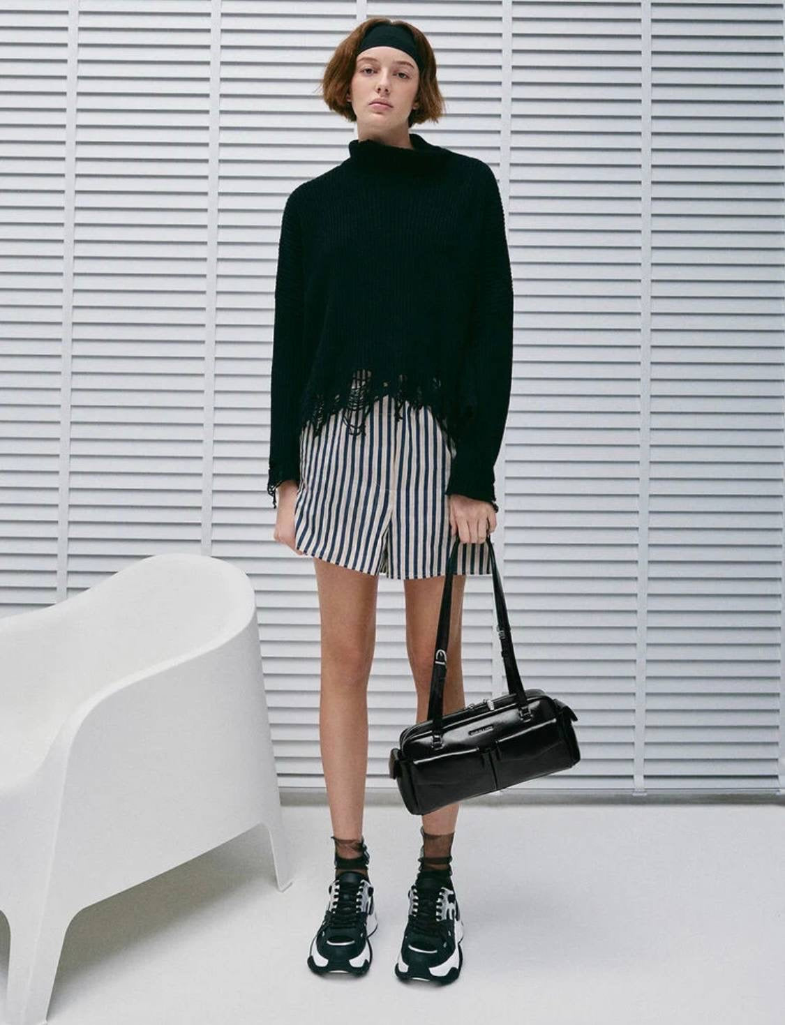 Rachel Elongated Multi-Pocket Shoulder Bag