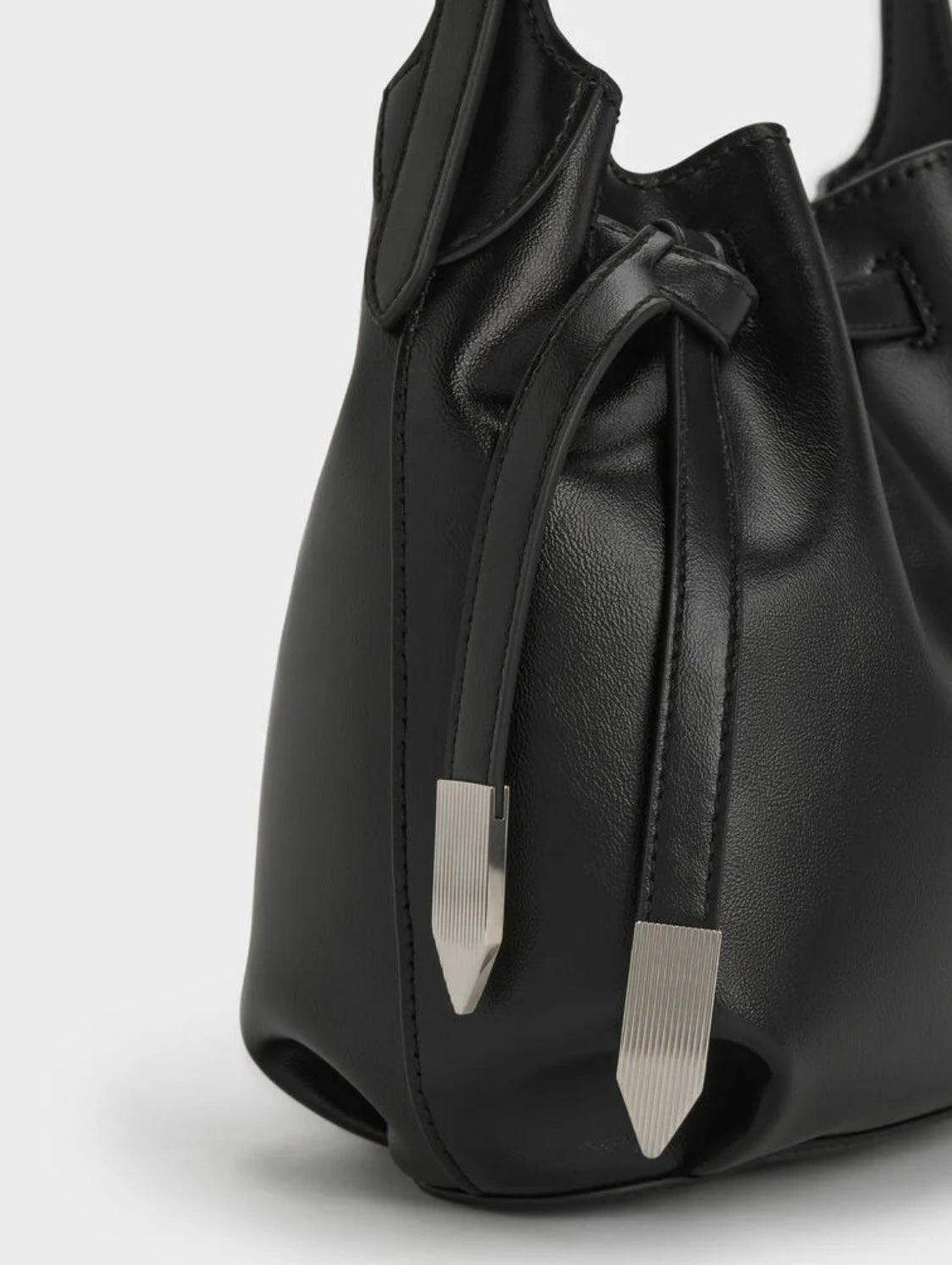 Clementine Metallic-Accent Drawstring Bucket Bag