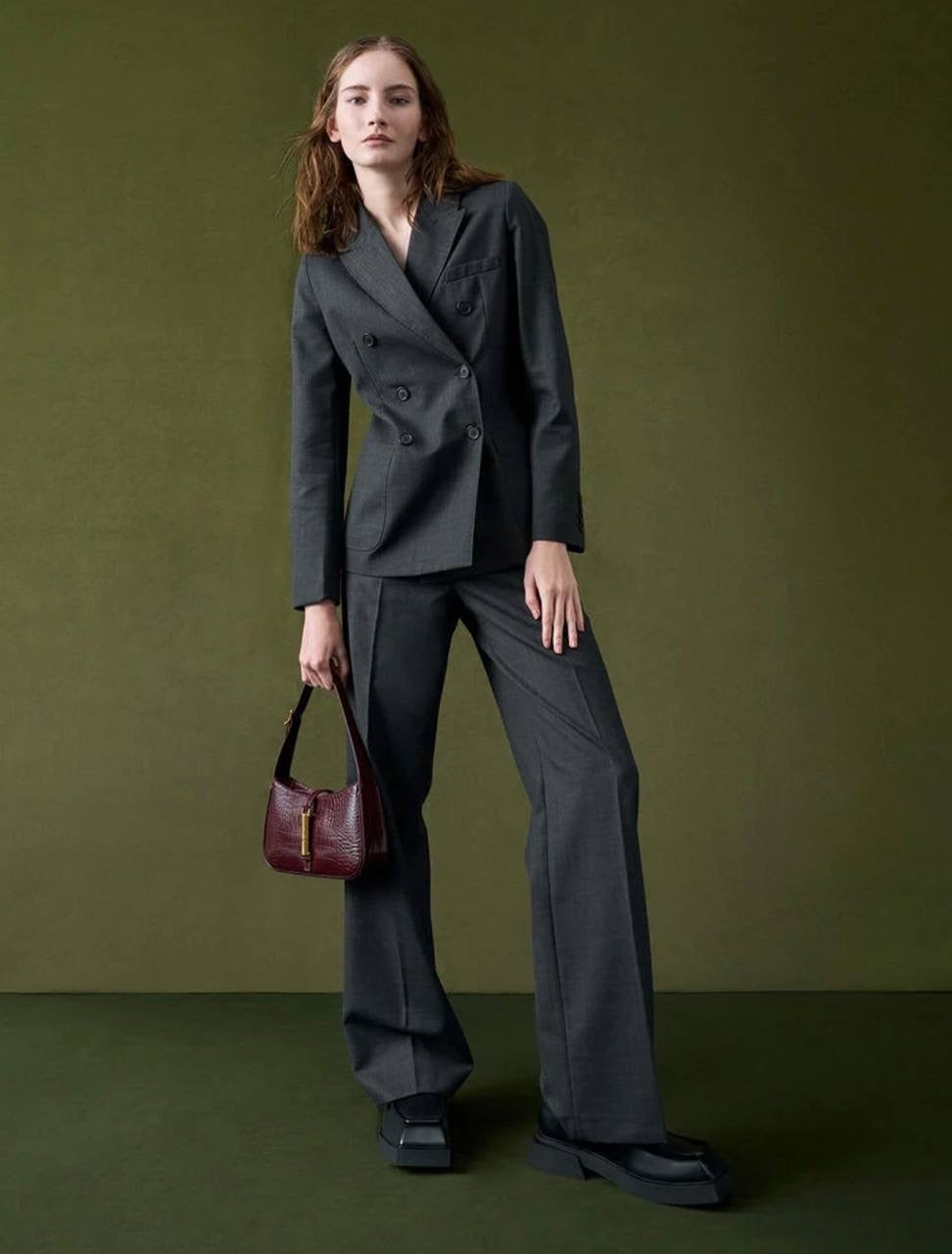 Cesia Croc-Effect Metallic-Accent Shoulder