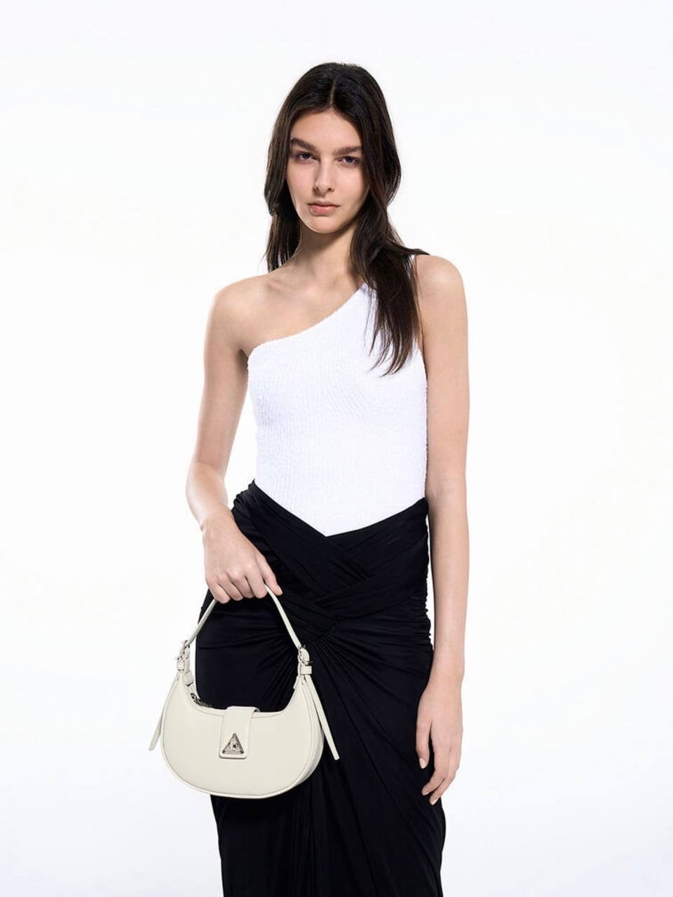 Trice Metallic Accent Belted Shoulder Bag