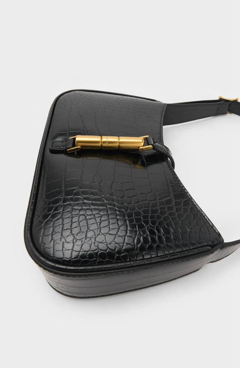 Cesia Croc-Effect Metallic-Accent Shoulder