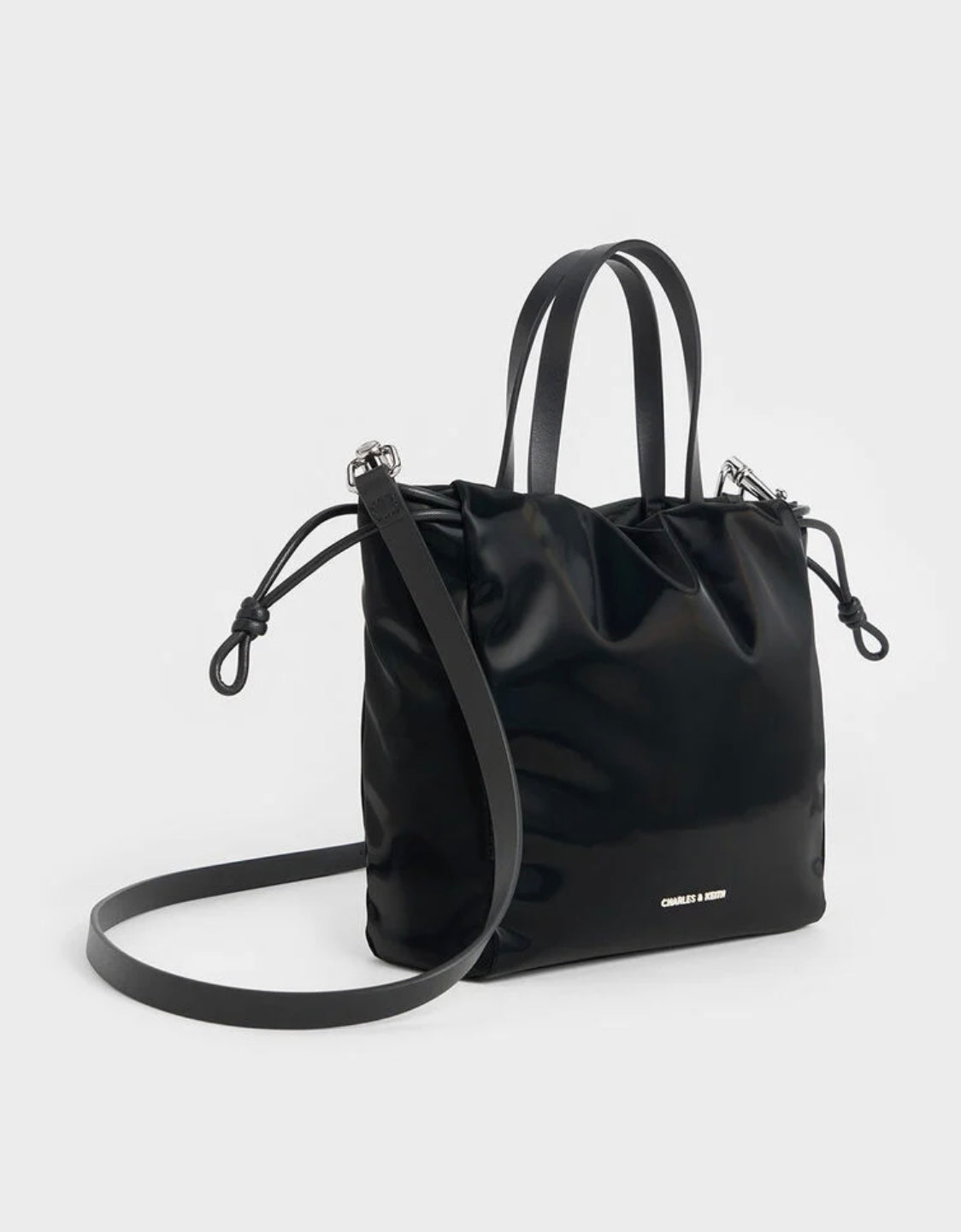 Mini Bethel Crinkle-Effect Ruched Drawstring Tote Bag
