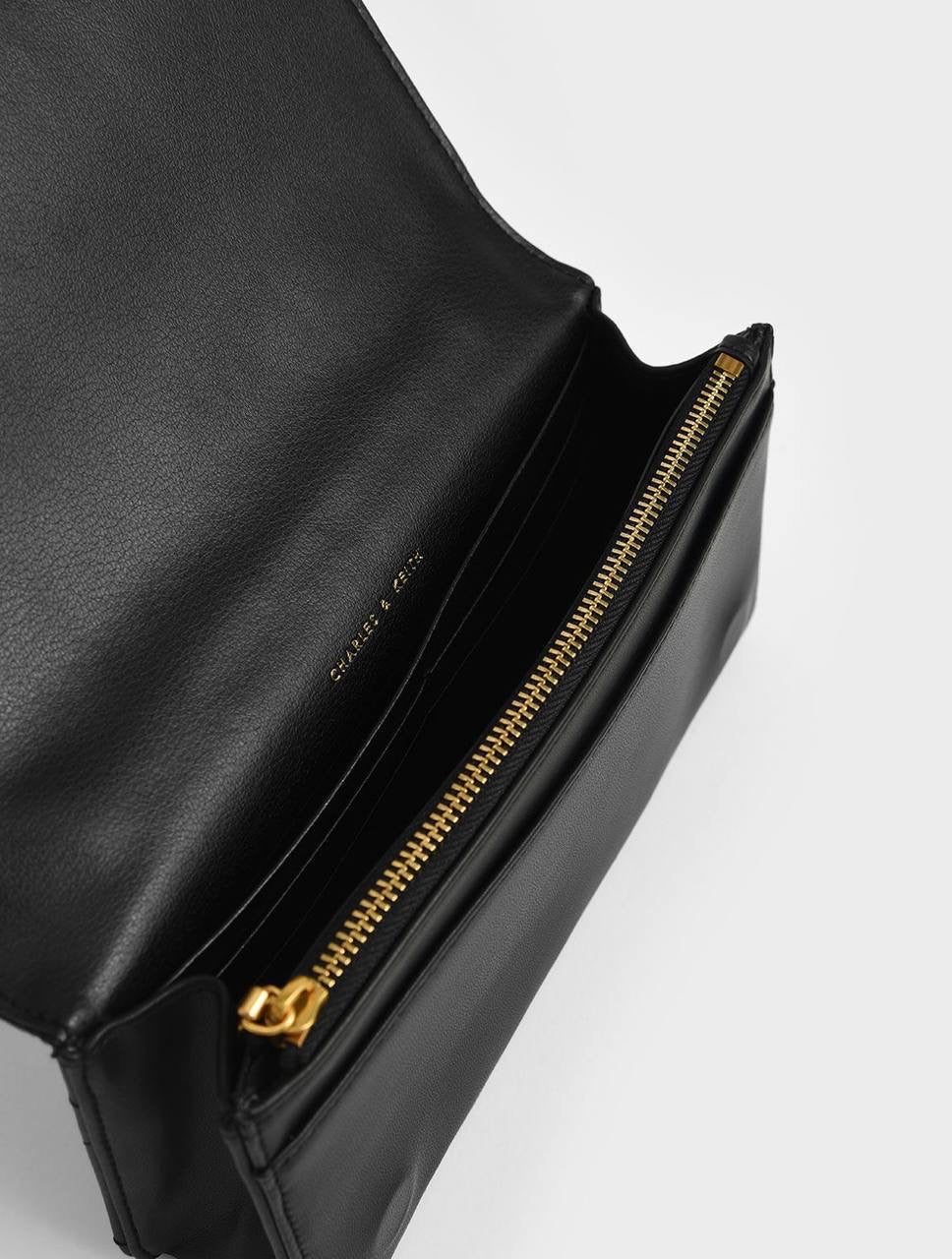 Chain Handle Quilted Long Wallet