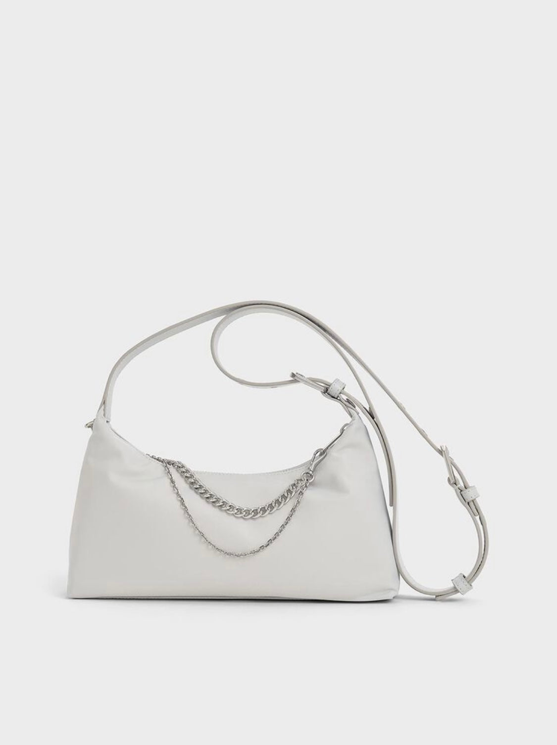 Nylon Chain-Link Trapeze Shoulder Bag